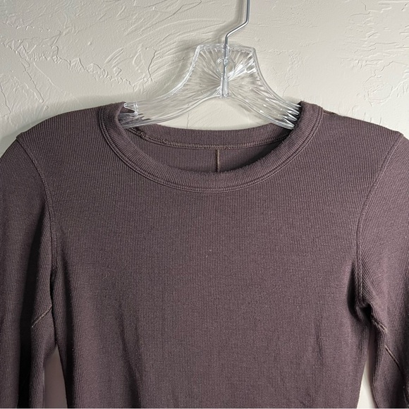 Lululemon Hold Tight Chocolate Brown Long Sleeve Modal Blend Crop Top - Picture 7 of 11